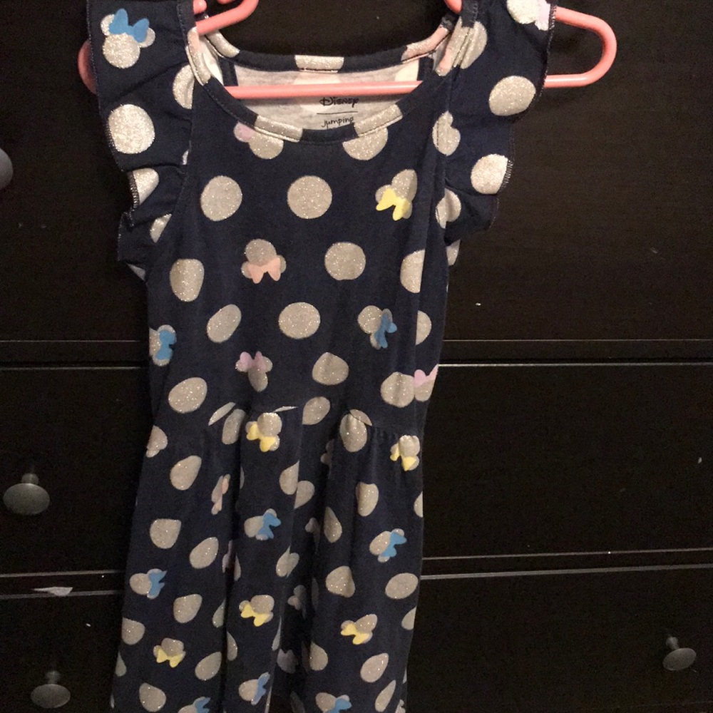 Girls Disney blue and silver polka dotted dress